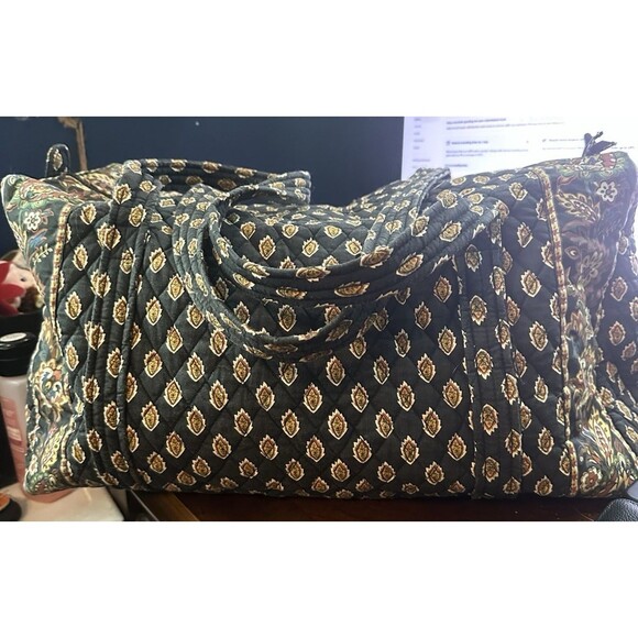 VTG Maggie B Blue Patterned Quilted Weekender Double Handle Large Duffle Bag - Picture 2 of 10